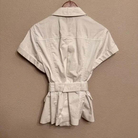 Banana Republic x Trina Turk Belted Utility Top Jacket Size 10 Ivory Summer 2012 - Picture 5 of 10